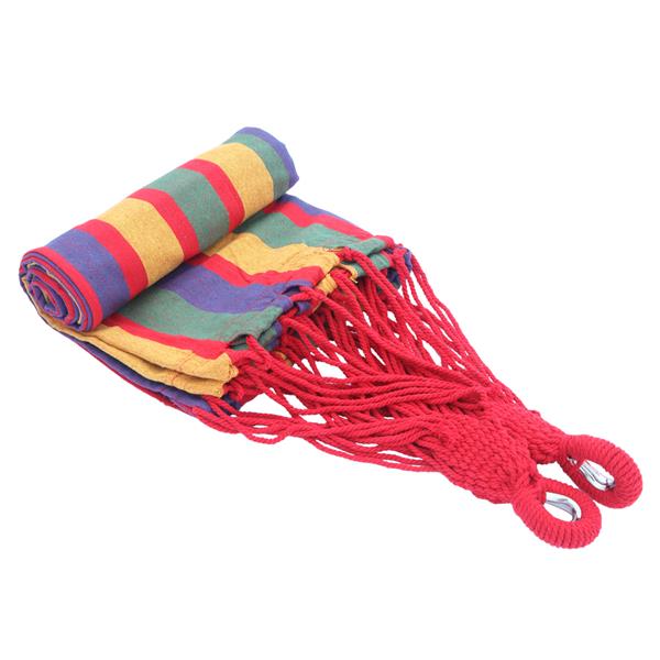 [US-W]200*150cm Portable Polyester & Cotton Hammock Four Red 