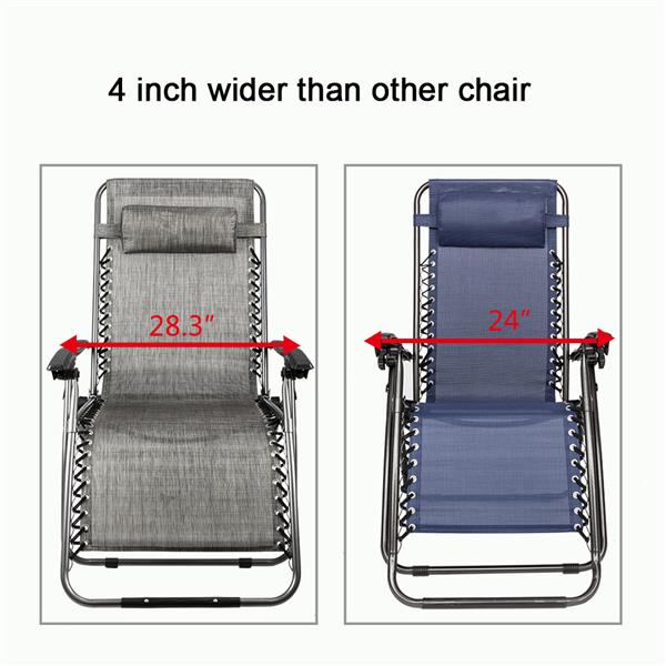 Zero Gravity Lounge Chair Widened Folding Chair Leisure Chair Gray 