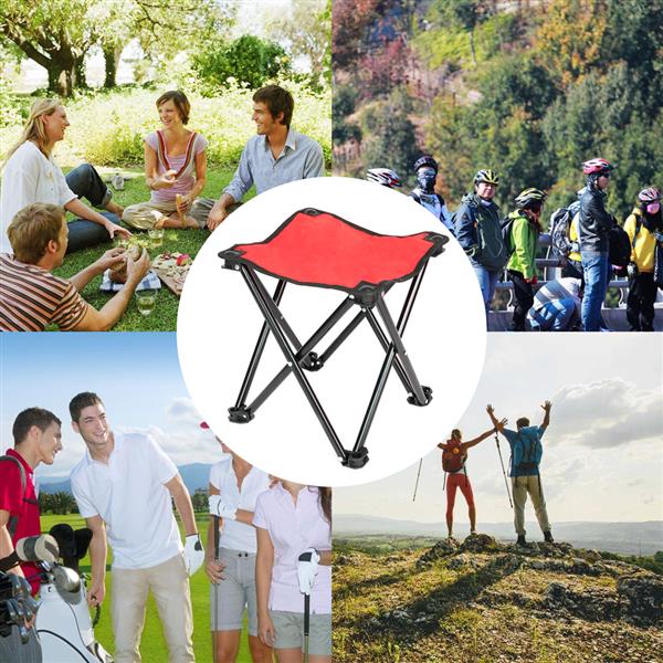 Outdoor Picnic Foldable Multi-function Rolling Cooler Upgraded Stool Red 