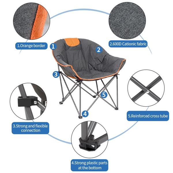 Sofa Chair, Oversize Padded Moon Leisure Portable Stable Comfortable Folding Chair for Camping, Hiking, Carry Bag 