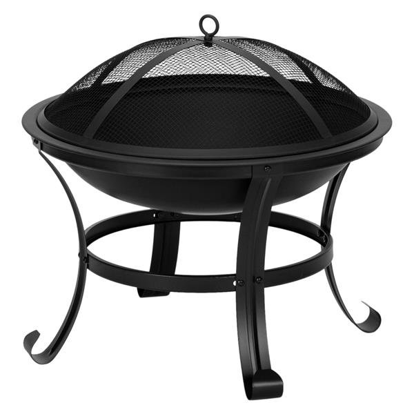 22" Curved Feet Iron Brazier Wood Burning Fire Pit Decoration for Backyard Poolside 