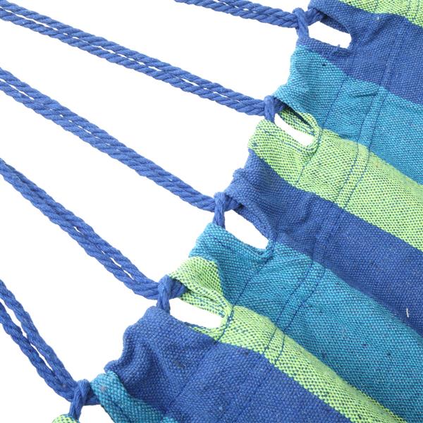 200*150cm Portable Polyester & Cotton Hammock Blue & Green Strip 