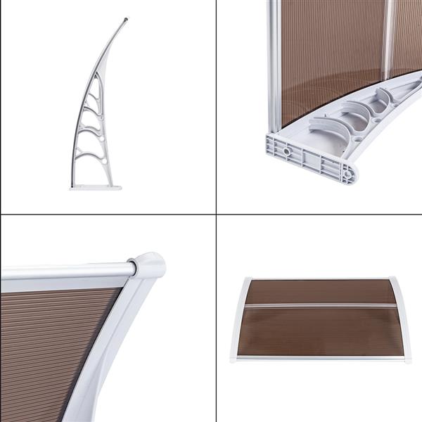 [US-W]HT-100 x 80 Household Application Door & Window Rain Cover Eaves Brown Board & White Holder 
