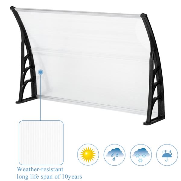HT-150 x 100 Household Application Door & Window Rain Cover Eaves Canopy White & Black Bracket 
