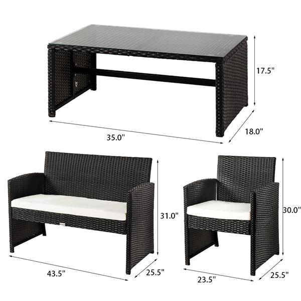 Outdoor Leisure Rattan Furniture Four-Piece-Black 