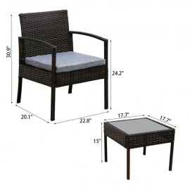 3 Piece Patio Furniture Set Wicker Rattan Outdoor Patio Conversation Set